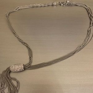 Long fashion silver tones necklace